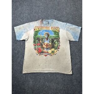 Mens Grateful Dead Liquid Blue Keep It Green Tie Dye T-Shirt 1998, Size XL